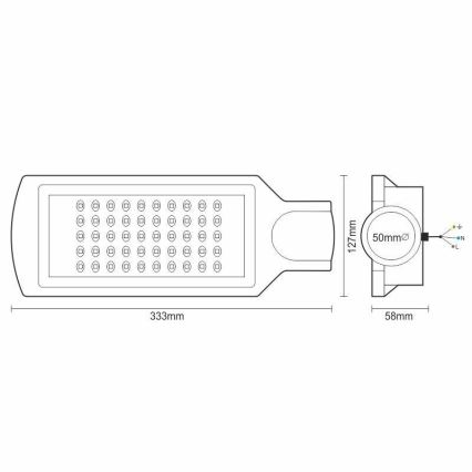 LED Straatlantaarn LED/50W/170-400V 4000K IP65