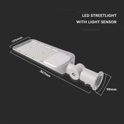 LED Straatlantaarn met schemersensor ​ SAMSUNG CHIP LED/100W/230V 6500K IP65 grijs