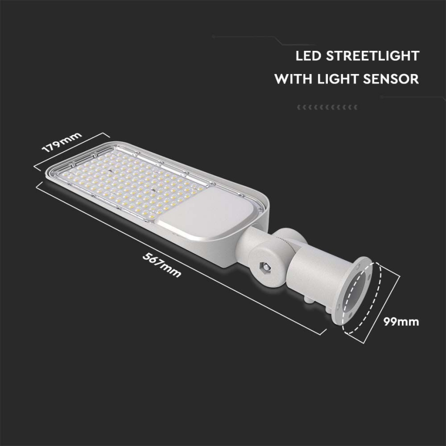 LED Straatlantaarn met schemersensor ​ SAMSUNG CHIP LED/100W/230V 6500K IP65 grijs