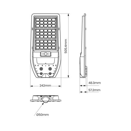 LED straatlantaarn op zonne-energie VIA 100W/10000 mAh 3,2V 6000K IP65 + afstandsbediening