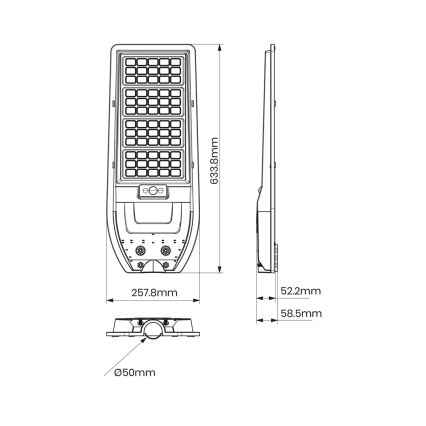 LED straatlantaarn op zonne-energie VIA 150W/15000 mAh 3,2V 6000K IP65 + afstandsbediening