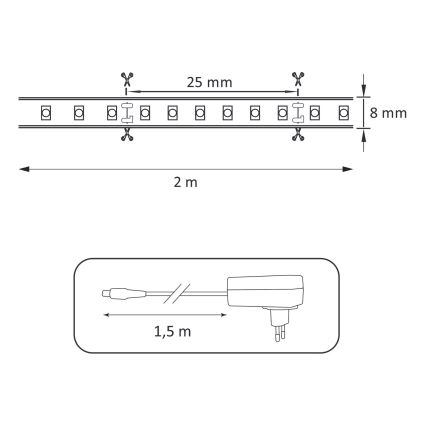 LED Strip 2m LED/18W/12V IP65 4000K