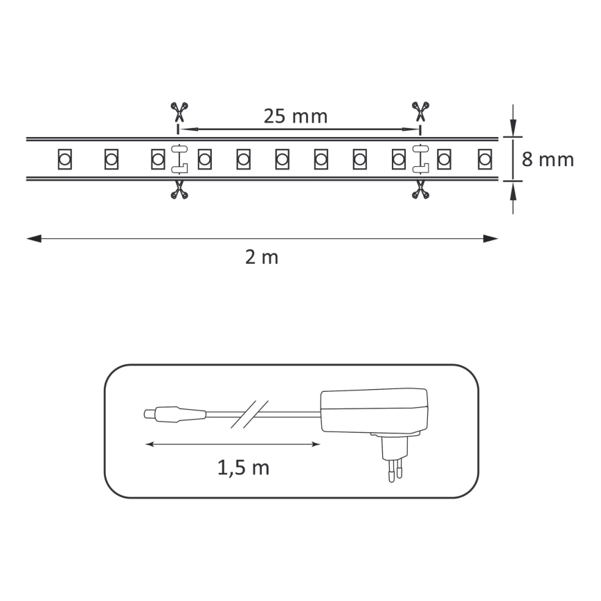 LED Strip 2m LED/18W/12V IP65 4000K
