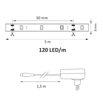 LED-strip 5m LED/36W/12V 4000K