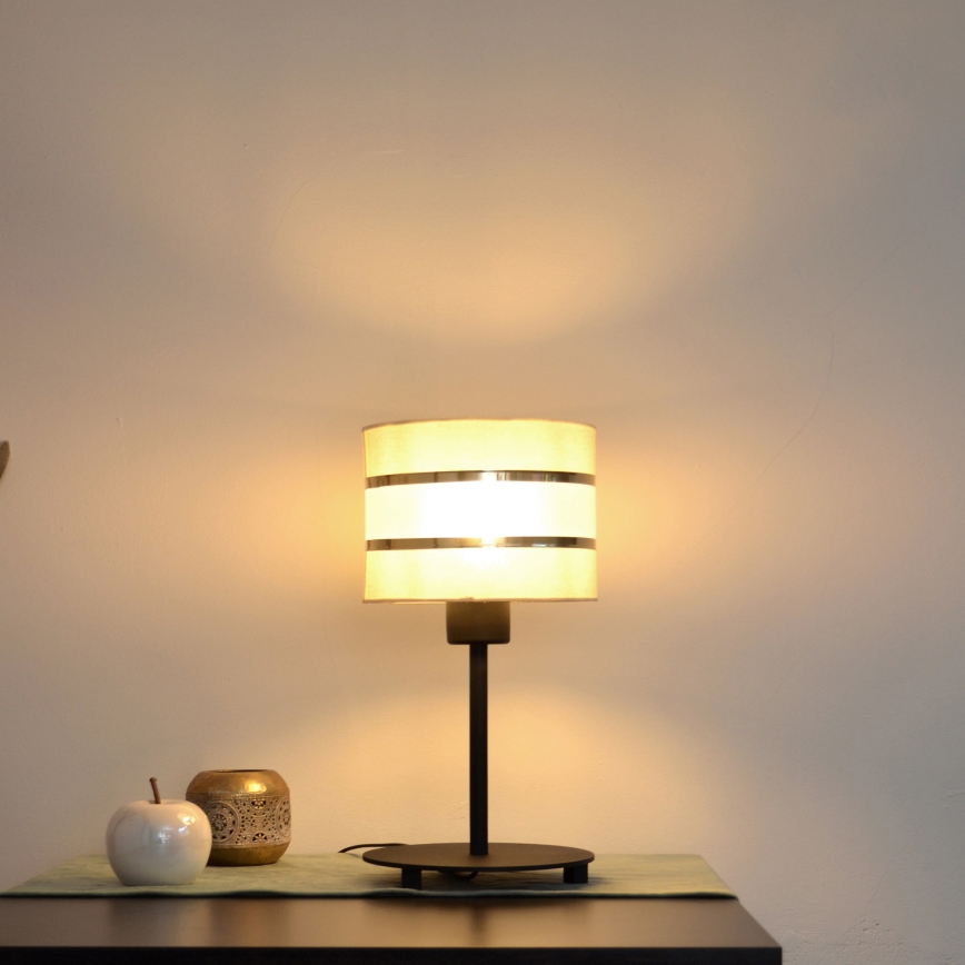 LED Tafellamp HELEN 1xE27/15W/230V crème/zwart/gouden
