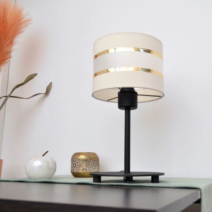 LED Tafellamp HELEN 1xE27/15W/230V crème/zwart/gouden