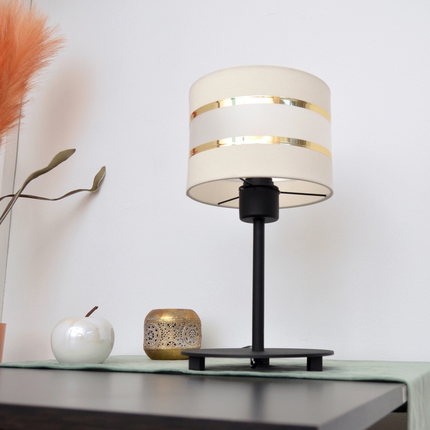 LED Tafellamp HELEN 1xE27/15W/230V crème/zwart/gouden