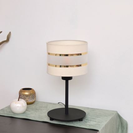LED Tafellamp HELEN 1xE27/15W/230V crème/zwart/gouden
