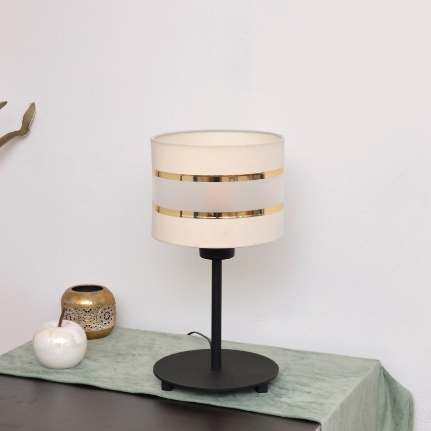 LED Tafellamp HELEN 1xE27/15W/230V crème/zwart/gouden