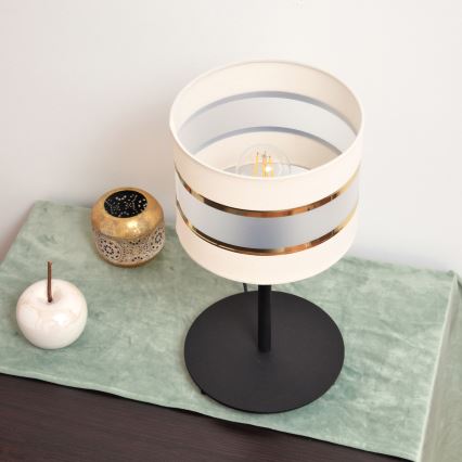 LED Tafellamp HELEN 1xE27/15W/230V crème/zwart/gouden