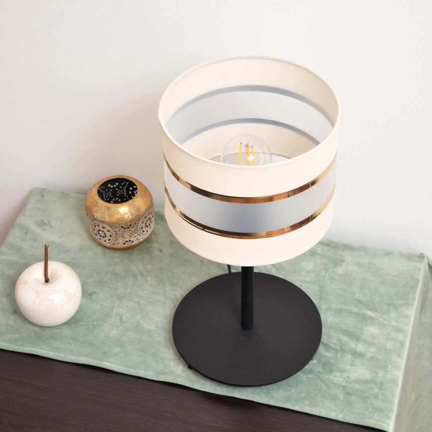 LED Tafellamp HELEN 1xE27/15W/230V crème/zwart/gouden