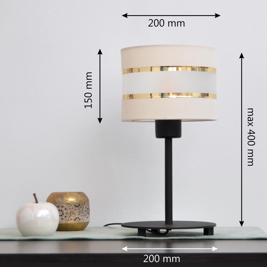 LED Tafellamp HELEN 1xE27/15W/230V crème/zwart/gouden