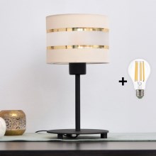 LED Tafellamp HELEN 1xE27/60W/230V crème/zwart/gouden