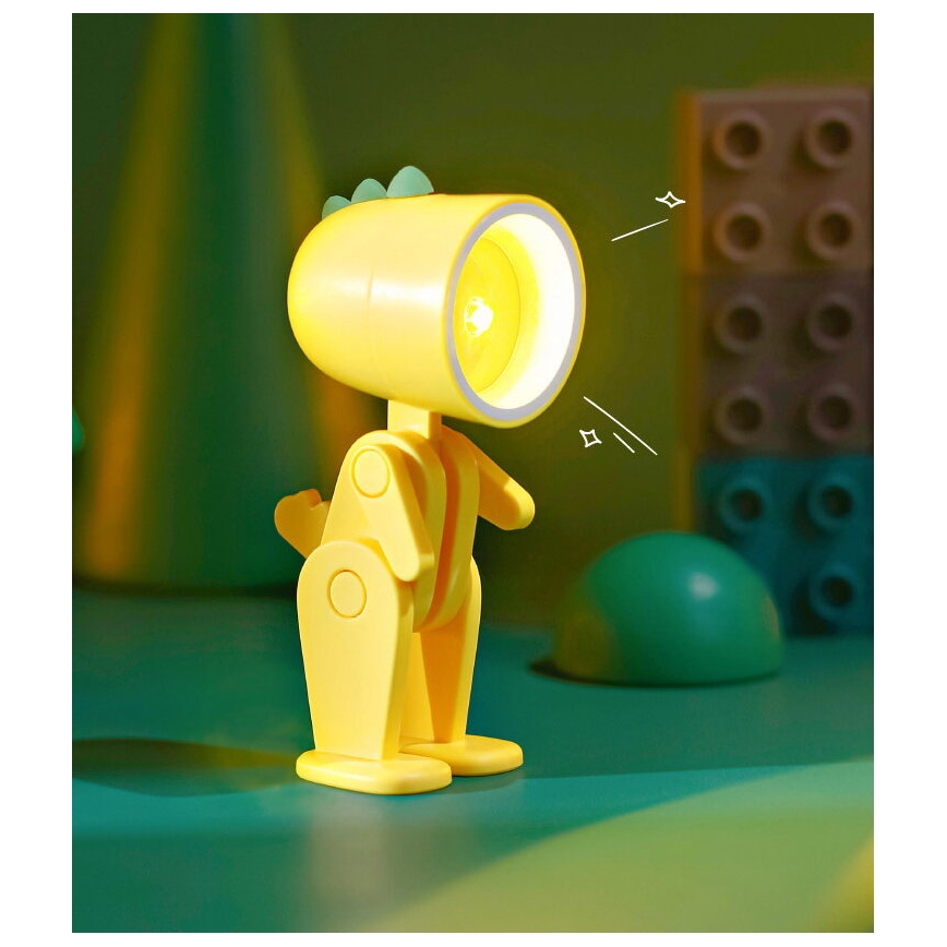 LED tafellamp LED/0,06W/3xLR41 dinosaurus geel