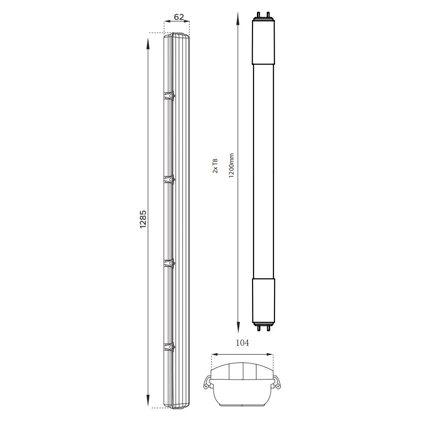 LED TL-buis werkverlichting T8 2xG13/18W/230V 4000K IP65