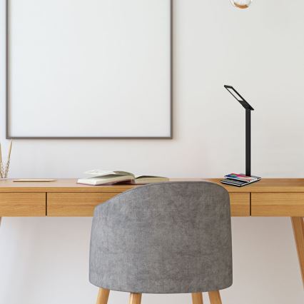 LED Dimbare Touch Tafellamp met Draadloos Opladen LED/4W/5V 3000-6500K USB Zwart