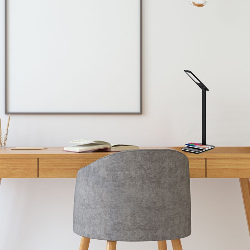 LED Dimbare Touch Tafellamp met Draadloos Opladen LED/4W/5V 3000-6500K USB Zwart