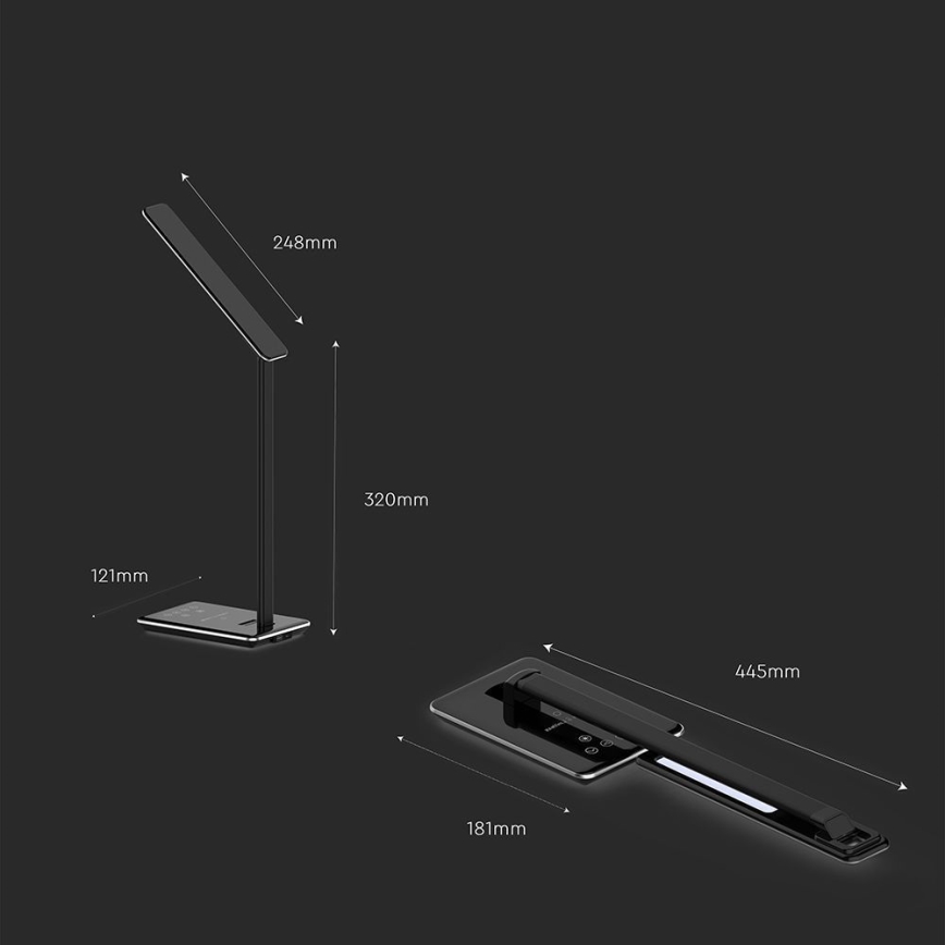 LED Dimbare Touch Tafellamp met Draadloos Opladen LED/4W/5V 3000-6500K USB Zwart