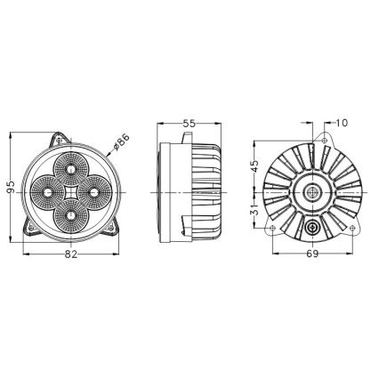 LED Tractor schijnwerper BLACK LED/20W/10-30V IP69 5700K rond