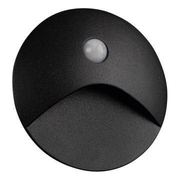 LED traparmatuur EXIN met bewegings- en schemersensor, 2,5W/230V, 4000K, IP65, zwart, rond