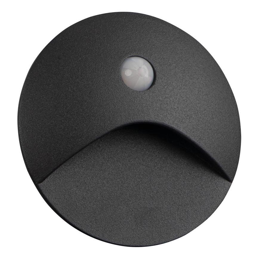 LED-traparmatuur met bewegings- en schemersensor EXIN LED/2,5W/230V 3000K IP65 antraciet, rond
