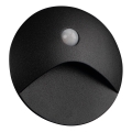 LED-traparmatuur met bewegings- en schemersensor EXIN LED/2,5W/230V 3000K IP65 zwart rond