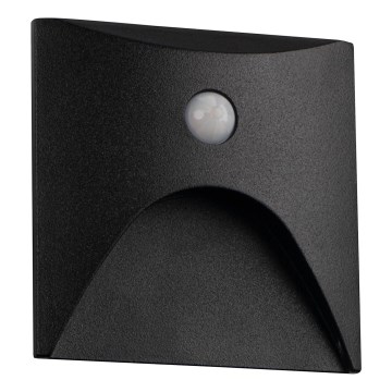 LED-traparmatuur met bewegings- en schemersensor EXIN LED/2,5W/230V 4000K IP65 zwart, vierkant