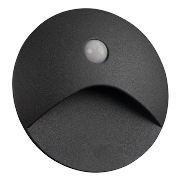 LED trapverlichting met bewegings- en schemersensor EXIN LED/2,5W/230V 3000K IP65 antraciet rond