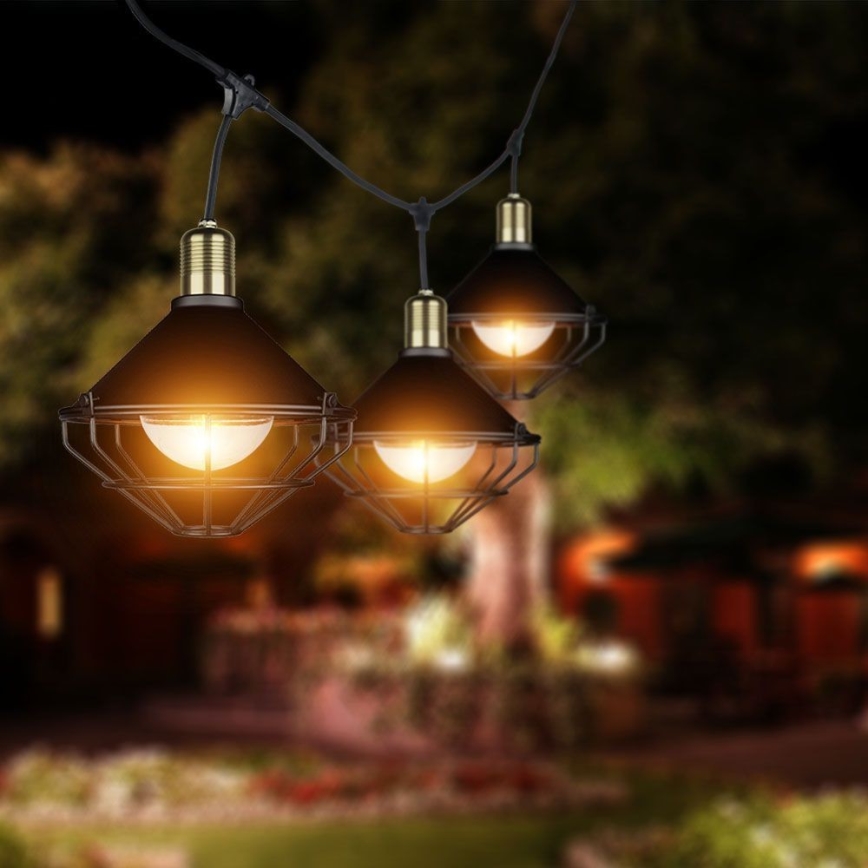 LED Tuin Hanglamp PREMIUM STRING 3m 6xE27/8W/230V IP65 zwart