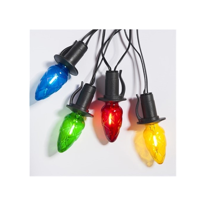 Uitbreidbaar LED-buitenlichtsnoer CONE FILAMENT 20xE10 14m kleurig/warm wit IP44, Gemaakt in de EU