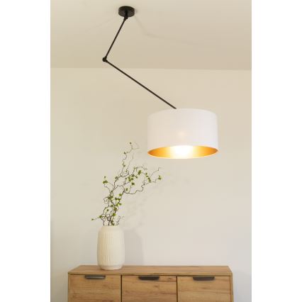 LED verstelbare hanglamp met staaf GORTA 1xE27/60W/230V wit/goud