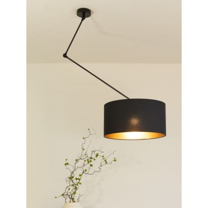 LED verstelbare hanglamp met stang GORTA 1xE27/60W/230V zwart/goud