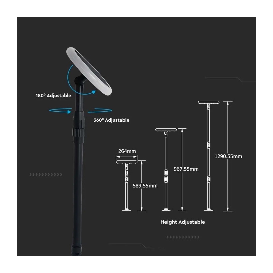LED Verstelbare zonnelamp GARDEN LED/8W/5V 60-129 cm 4000K IP65