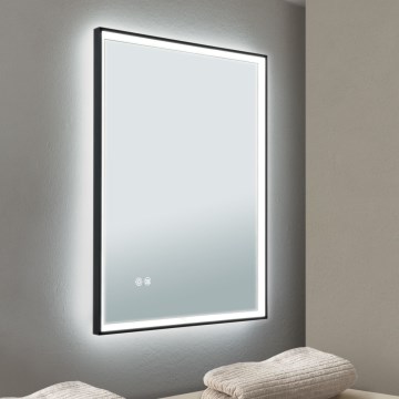 LED-verwarmde wandspiegel voor de badkamer met LED-achterverlichting FRAME LED/48W/230V 3000/4000/6000K 60x45 cm IP44