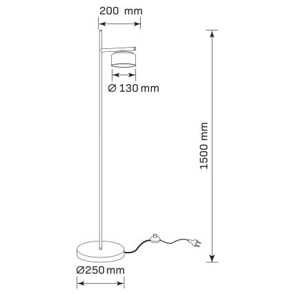 LED vloerlamp OFELIA 1xGX53/6W/230V zwart/rookglas