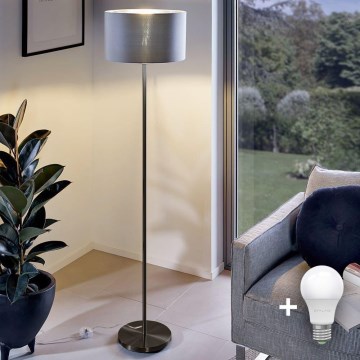 LED vloerlamp TUNJA 1x E27/20W/230V Ø 30 cm zwart/grijs