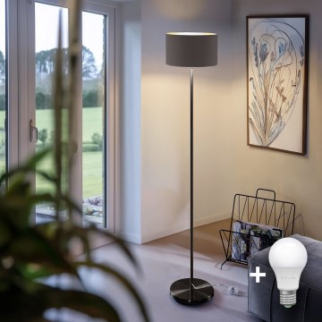LED vloerlamp TUNJA 1xE27/20W/230V Ø 30 cm zwart/taupe