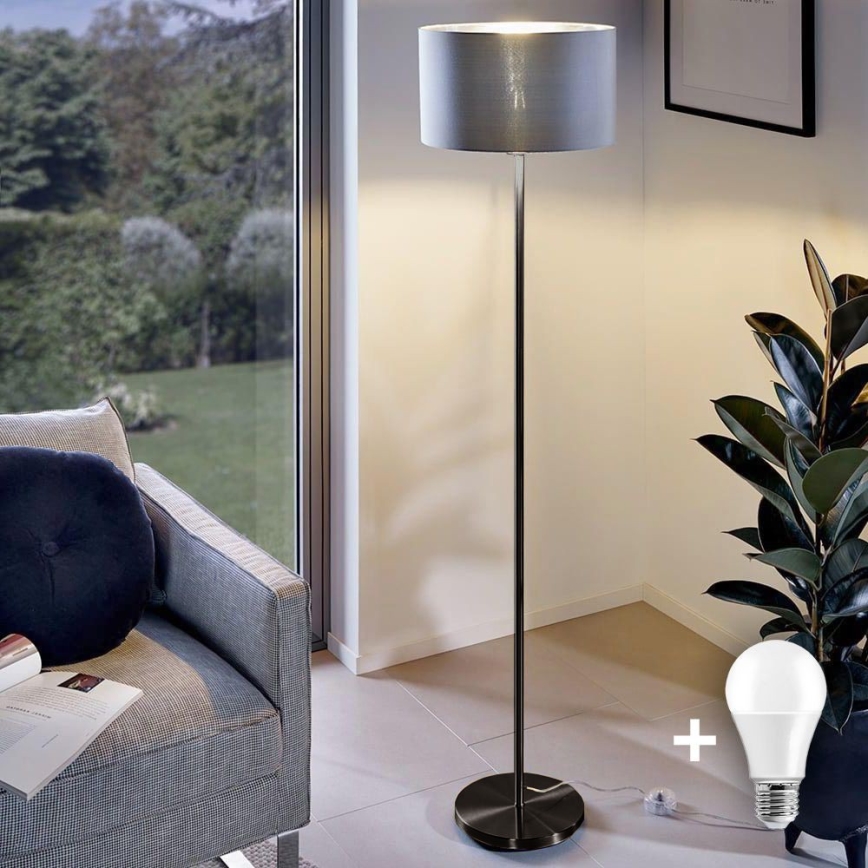 LED vloerlamp TUNJA 1xE27/20W/230V Ø 38 cm zwart/grijs