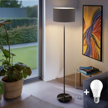 LED vloerlamp TUNJA 1xE27/20W/230V Ø 38 cm zwart/taupe