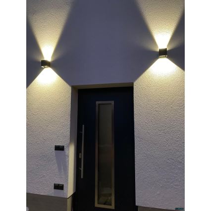 LED Wand Lamp voor Buiten 2xLED/3W/230V IP54 antraciet