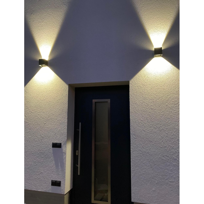 LED Wand Lamp voor Buiten 2xLED/3W/230V IP54 zwart