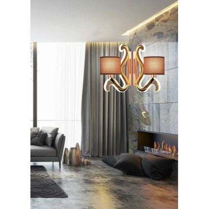 LED wand verlichting  AMBROSIA 2xE14/40W/230V + LED/12,3W koper