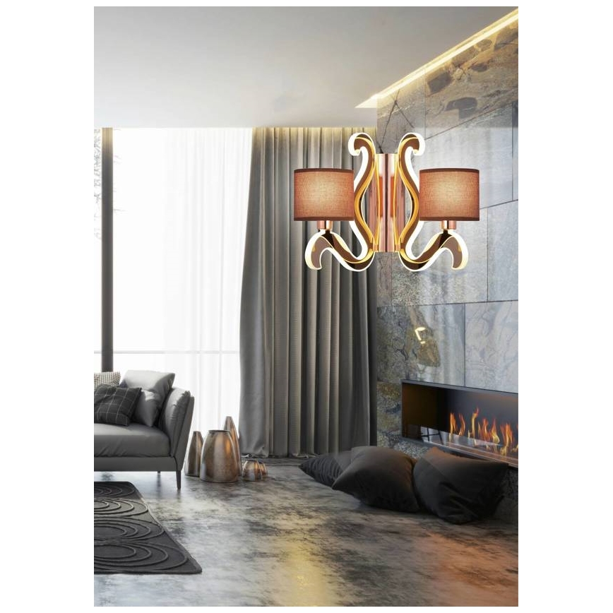LED wand verlichting  AMBROSIA 2xE14/40W/230V + LED/12,3W koper