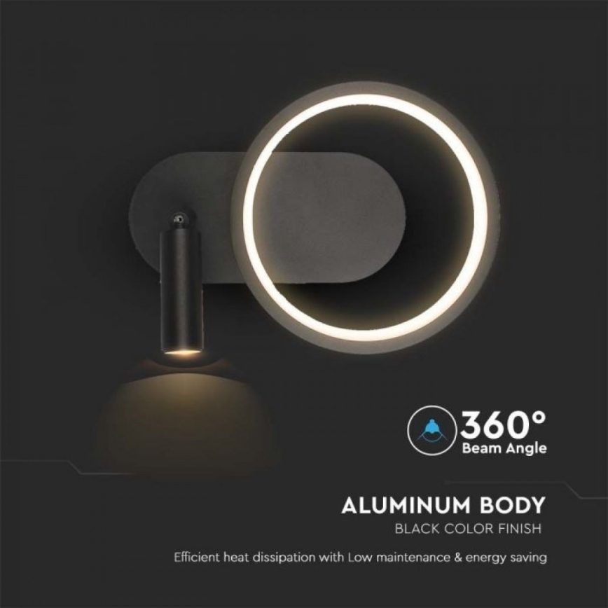 LED wand verlichting LED/14W/230V 4000K zwart