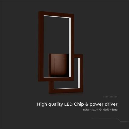 LED wand verlichting LED/20W/230V 4000K bruin