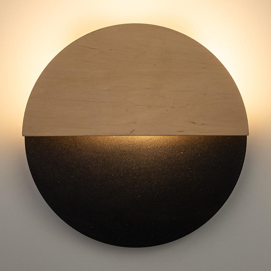 LED wand verlichting LUNA LED/7W/230V diameter 26 cm zwart/beige