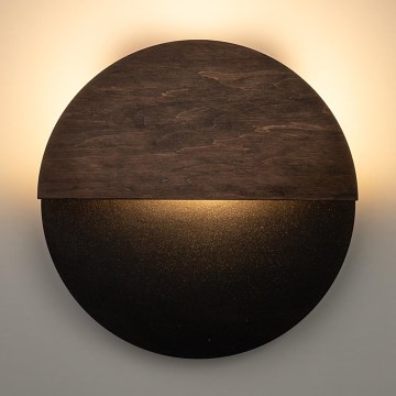 LED wand verlichting LUNA LED/7W/230V diameter 26 cm zwart/bruin