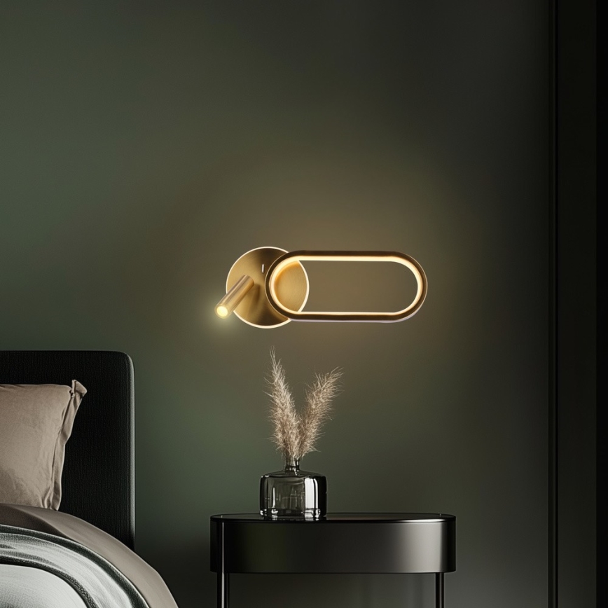 LED wand verlichting MONET LED/13W/230V + LED/2W 3000/4000/6000K goud