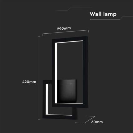 LED Wandlamp LED/20W/230V 3000K zwart