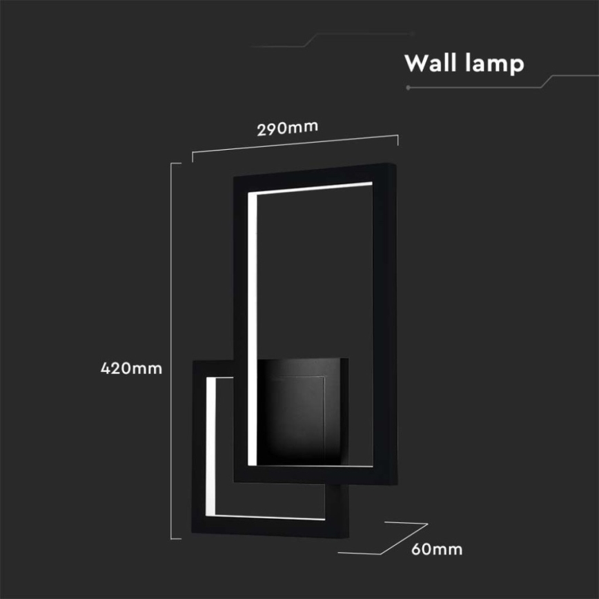 LED Wandlamp LED/20W/230V 3000K zwart